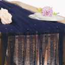 Pearl Table Runner 29 x 120 Inch Tulle Fabric Lace Table Runners for Bridal Shower Birthday Party Wedding Arch Dessert Table Decor(1 Pack, Navy Blue)
