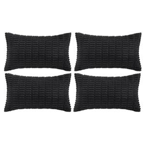 Fancy Homi 4 Packs Boho Black Decorative Throw Pillow Covers 12x20 Inch for Living Room Couch Bed Sofa, Rustic Modern Farmhouse Home Decor, Soft Plush Corduroy Cute Square Cushion Case 30x50 cm