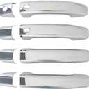 Chrome Door Handle Cover Stick-on Trim with 2 Smart Keyhole Button Fit 2019-2025 for Chevy Chevrolet Silverado GMC Sierra 1500 2500HD 3500HD,Car Exterior Door Handle Covers Caps Protector W/ 2 Holes