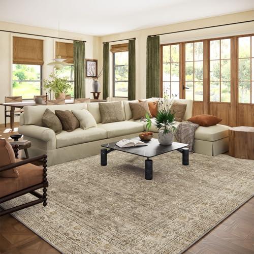 Machine Washable Rugs for Living Room: 8x10 Area Rugs for Bedroom Vintage Stain Resistant Non Slip Low Pile Lightweight Boho Carpet for Kitchen Dining Room Farmhouse Kids Room Nursery