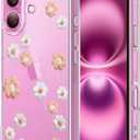Unov Case for iPhone 16 Case Clear with Design Embossed Flower Pattern Soft TPU Bumper Slim Protective 6.1 Inch (Daisy Blooms)