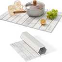 KEYCHAD Large Stone Drying Mat for Kitchen Counter - 24x16 Quick Drying Collapsible Dish Drying Mat - Super Absorbent Diatomaceous Earth Mat - Stone Dish Drying Mat for Cups Dishes