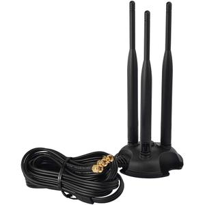 Eightwood 2.4GHz 5GHz Dual Band WiFi Antenna, 3 RP-SMA Connector WiFi 6 Antenna Magnetic Base for PC Desktop Computer, PCIe Network Card, Wireless Router, Mobile Hotspot