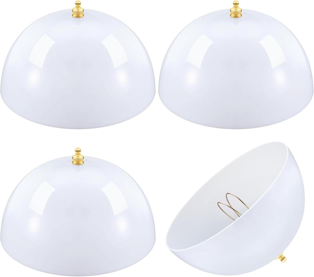 Marsui 6 Pcs Clip-on Dome Shade for A-type Bulb Round Light Cover 7 5/8" Diameter x 4 1/10" Height Lamp Shades Location Fixtures for Home Indoor White Finish (Classic,Gold Clip)