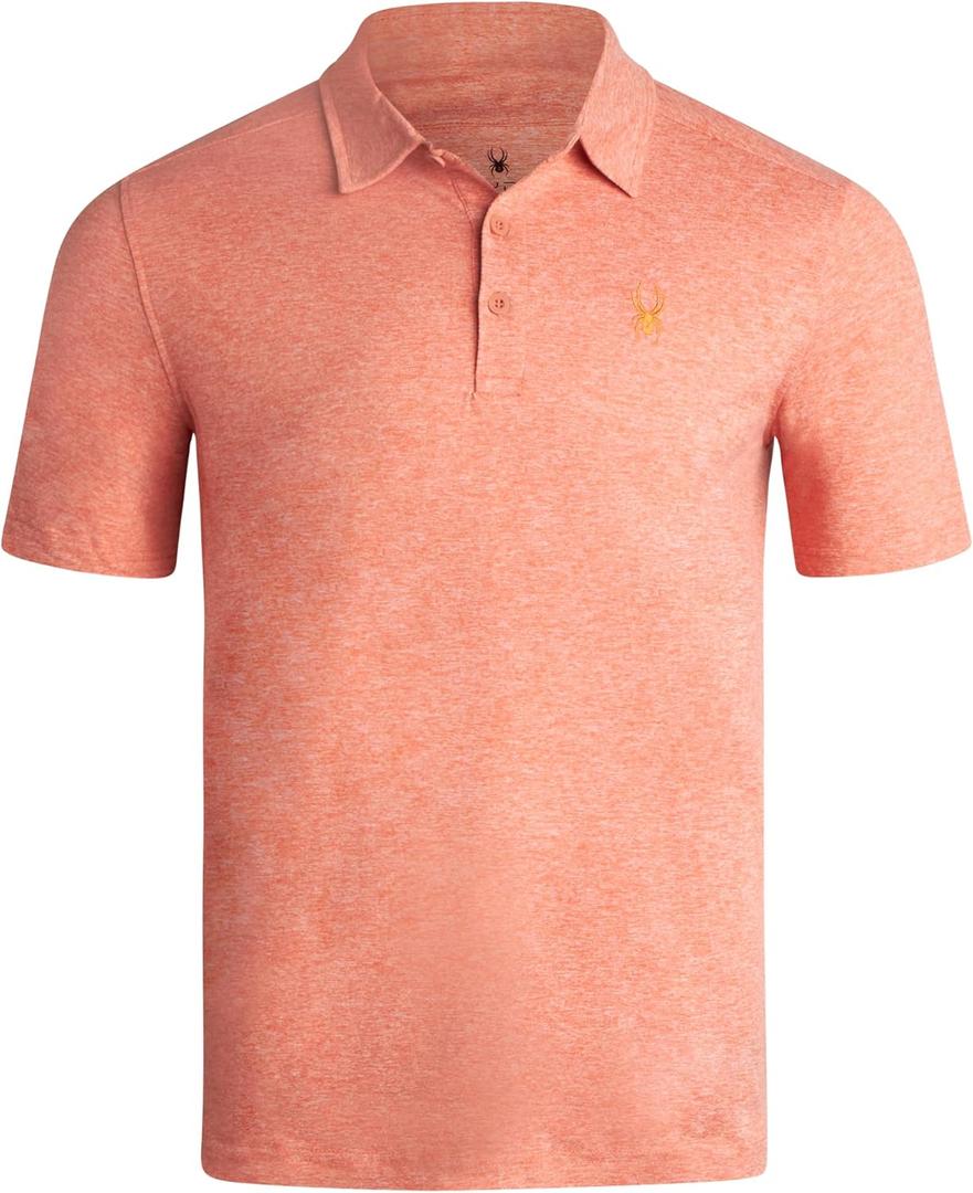 Spyder Mens Golf Polo Shirt - Super Soft Moisture Wicking Athletic Fit Performance Collared Golf Shirts for Men (Sizes: S-XL) (Burnt Orange)