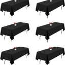 6 Pack Black Tablecloth 60 x 126 Inch, Polyester Table Cloths for 8 Foot Rectangle Tables, Wrinkle Resistant Polyester Black Table Clothes for Wedding, Parties, Banquet