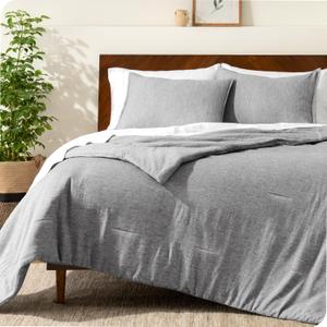 Bare Home Comforter Set - Queen Size - Ultra-Soft - Goose Down Alternative - Premium 1800 Series - All Season Warmth (Queen, Heathered Pewter)
