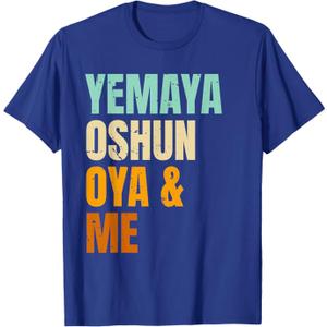 Yoruba Orishas Yemaya Oshun OYA and Me Long Sleeve T-Shirt Size L Blue