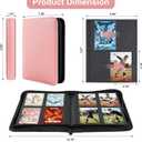BYSTER 4 Pocket Card Binder, Premium PU Trading Card Binder with Zipper, 160 Capacity Side-Loading Binder for TCG, MTG, Sports Cards, Game Cards, Pink