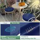 Summsun Outdoor Bistro Chair Cushions Set of 4, 15" D x 3" H Round Chair Cushions Waterproof and Fade Resistant Chair Cushion Pads with Non-Slip Ties and Removable Covers for Garden, Navy Blue, 15x3 Inch -4p