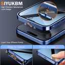 [Full Camera Protection& Mechanical Lock Magnetic Privacy Case for iPhone 15 Pro Max[Compatible with MagSafe] [CD Metal Ring] Full Body Metal Bumper, 9H Anti Peeping Glass Cover-Blue