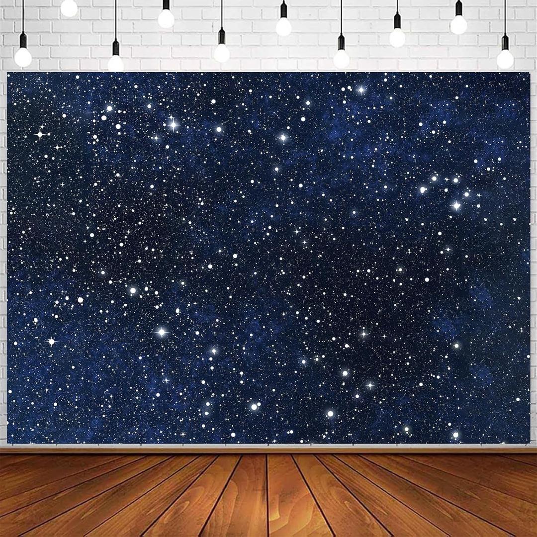 Starry Night Backdrop Stars Background Night Sky Space Theme Galaxy Photography Backdrop Kids Adults Birthday Party Decorations Newborn Baby Shower Banner Photo Studio Booth 10x6.5ft Vinyl