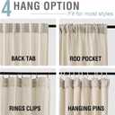 H.VERSAILTEX Boho Curtains - 2 Panel Faux Linen Light Filtering Back Tab Curtains - 84 Inches Long Luxury Linen for Bedroom & Living Room, 52W X 84L, Natural