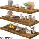 QEEIG 12" Deep Floating Shelves for Wall (Brown, Set of 3, 35.4" x 12")
