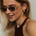 Rmerom Retro Oval 90s Metal Sunglasses for Women, 2026 Trendy Chic Narrow Gold Sun Glasses Fashion Sunnies