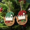 Soaoo 2 Pcs Elf Report Christmas Ornament Naughty or Nice Christmas Elf Daily Report Decor Rustic Wooden Funny Ornament for Home Tree Indoor Outdoor Holiday
