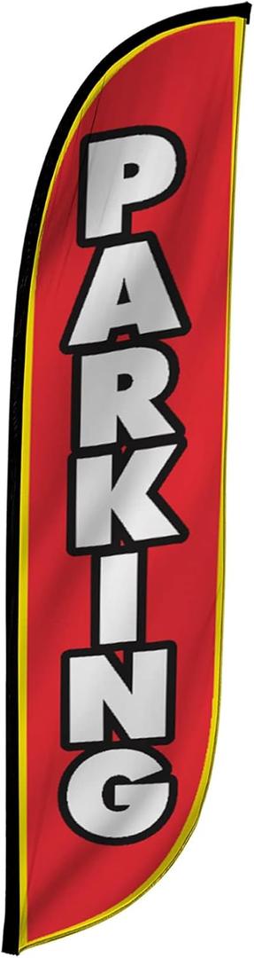 LookOurWay Feather Flag Banner - 12 Feet Tall Advertising Flags for Outside Business and Events Promotion - Swooper Flag Only - Parking (10M1200081)