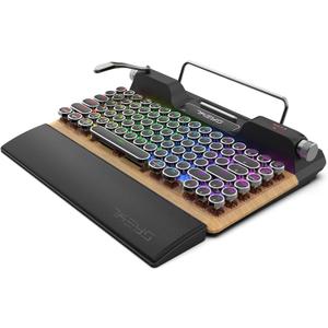 7KEYS Retro Typewriter Mechanical Gaming Keyboard, Vintage Style Computer Keyboard with Wireless Bluetooth5.0/Wired/2.4G, True RGB Backlight, Compatible with PC/Laptop/Tablet/Phone (Linear Switch)