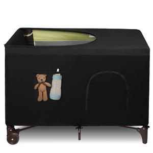 Dofilachy Blackout Cover for Pack N Play - Crib Blackout Cover Tent - Canopy Cover - Breathable Travel Crib Tent - Portable Stretchy Blackout Tent(Pocket)