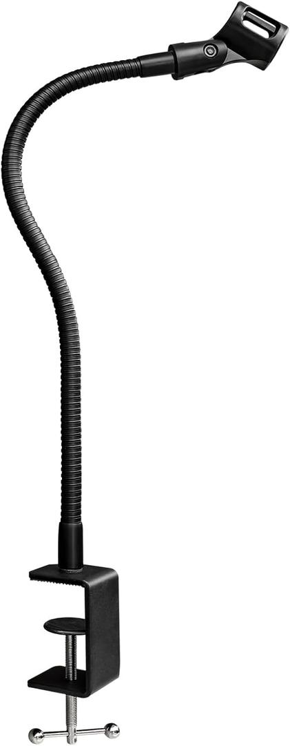 19-INCHS Flexible Gooseneck Microphone Stand with Heavy Duty Desk Clamp for Podcast, Meetings, Lectures, Radio Broadcasting Studio, Live Broadcast Equipment, TV Stations