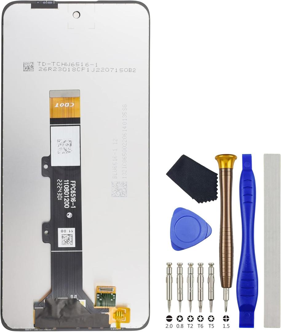 Full LCD Digitizer Touch Screen Assembly Replacement for Motorola Moto E32 E32s Black with Toolkit
