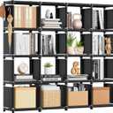Mavivegue Bookshelf,16 Cube Storage Organizer,Book Shelf Organizer,Tall Bookcase,Black Cube Shelf Cubbies Closet Storage Shelves for Bedroom,Living Room,Home,Office, 16-Grid
