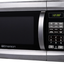 Emerson MW1338SB Countertop Microwave Oven, 6 Pre-Programmed Settings, Removable Glass Turntable, Child Safety Lock, 1.3 Cu ft, 1000W, Stainless Steel 