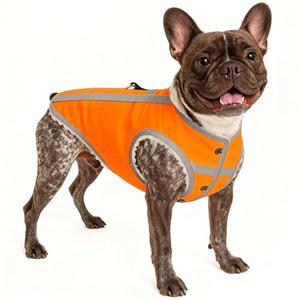Dog Winter Coat with Fleece Lining for Small Dogs– Warm Waterproof Windproof Snow Vest for Cold Weather, Reflective Blaze Orange Safety Dog Jacket, Easy-On Adjustable Fit with D Ring, M
