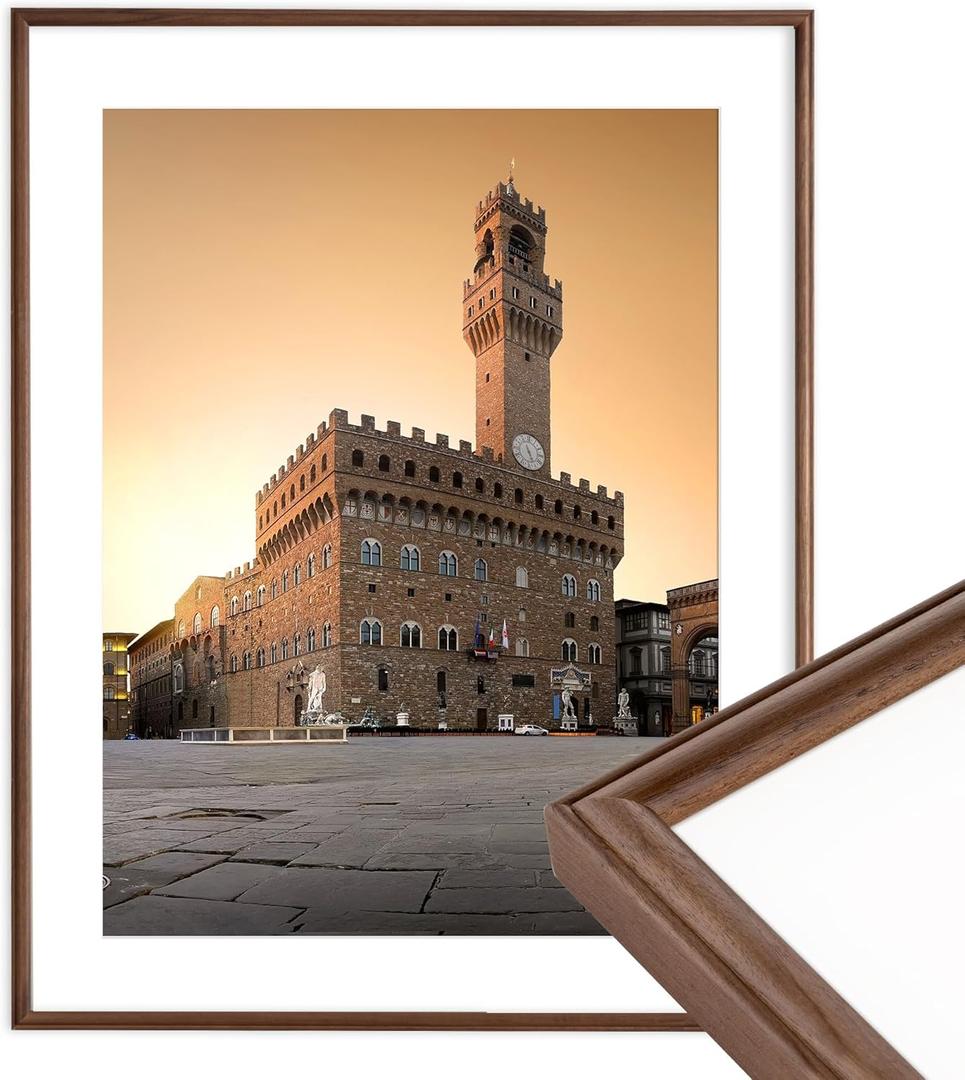 22x28 Picture Frame Matted to 18x24|Solid Walnut Wood 22x28 Frame for Gallery Wall|Posters|Photos & Art Prints|Photo Frames|Tempered Glass|Horizontal and Vertical Wall Mount