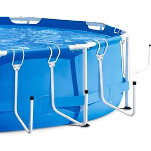 Solar Pool Cover Holder, Adjustable Solar Cover Hooks Keep Solar Cover Off The Ground, No Drill, 4 Pack U-Shaped Iron Tube Set, Fits Framed Above Ground Pools with 2.3 Inch or Less Top Bar, White