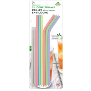 BioSmart Silicone Straws with Brush 7 Count, 1 EA