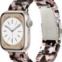 V.R.HOPE Resin Watch Band Compatible with Apple Watch Band for Women 38mm 40mm 41mm 42mm Tortoise Starlight Fashion Lightweight Bracelet Strap for iWatch Series 11/10/9/8/7/6/5/4/3/2/1/SE3(Tortoise starlight)