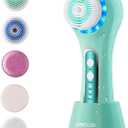 UMICKOO Electric Facial Cleansing Brush, 2-Way Rotating Face Scrubber for Daily & Deep Cleaning, 3 Modes, 5 Brush Heads, Rechargeable, IPX7 Waterproof for All Skin Types