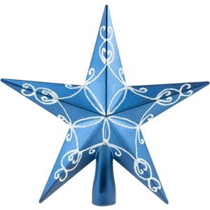Clever Creations Christmas 8 Inch Tree Topper Shiny Star Decoration, Glitter Treetop Holiday Home Dcor, Blue