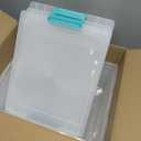 IRIS USA 12 Qt. Craft Storage Bins with Lids, 4-Pack, |Made in USA|, Clip Box, Medium Plastic Sensory Bin Tote Organizer Containers for Art Supplies, Paper, & Office, Stackable - Clear/Seafoam Blue