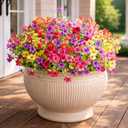 Artificial Flowers Faux Plants Outdoor Fake Flowers Spring Decor, 12 Bundles Realistic Plastic Colorful Daisy UV Resistant for Porch Patio Home Yard Garden Window Box Pot Planters