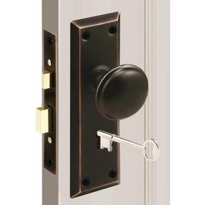 MaxxGeek Mortise Keyed Lock Set with Classic Knobs, Perfect for Replacing Broken Antique Door Knob Sets, Fits 1-3/8 in.-1-3/4 in. Interior Doors, Oil Rubbed Bronze, 1 Pack