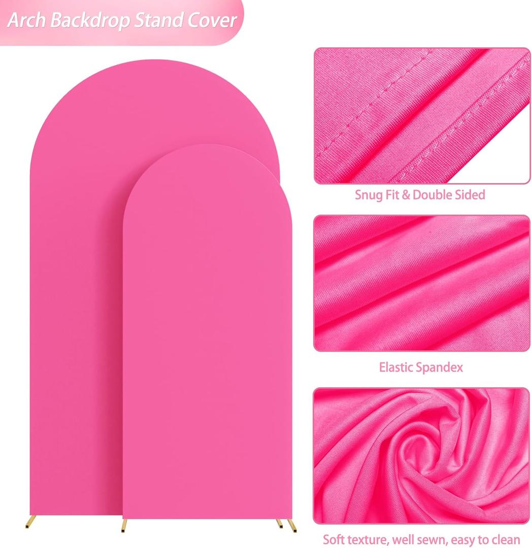 Wokceer Wedding Arch Backdrop Cover 7.2FT, 6FT, 6FT Spandex Set of 3 Wedding Arch Stand Covers Round Top Chiara Backdrop Stands Cover for Birthday Party Ceremony Banquet Decor 