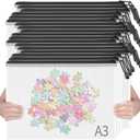 SUNEE 18pcs Plastic Mesh Zipper Pouch, A3, Extra Large, 16x11 in, Water-Resistant Zip Bag for School Office Supplies, Puzzles & Games Organizing Storage (Black, 18 Pack) (11x16)