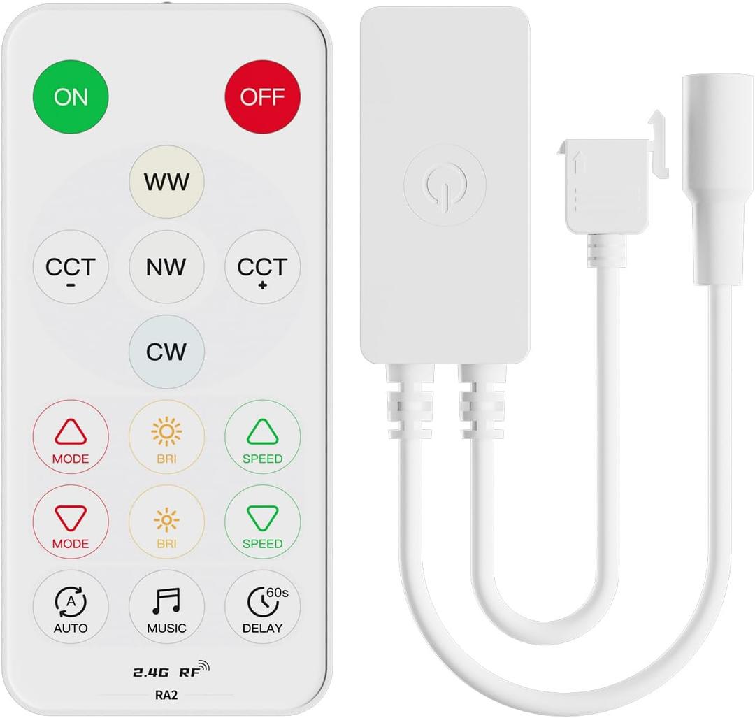 PAUTIX CCT LED Controller Kit SP642E,iOS/Andriod App Control 2.4G RF Wireless Remote Control,CCT LED Controller/Dimmer,for CCT LED Strip Light,with Timing Function,Music Mode,Group Control