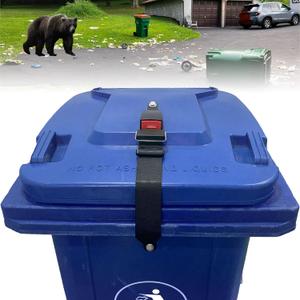 Bear Proof Trash Can Lid Lock, Raccoon Proof Garbage Can Strap (Metal Enhanced Version) (1 PCS Black)