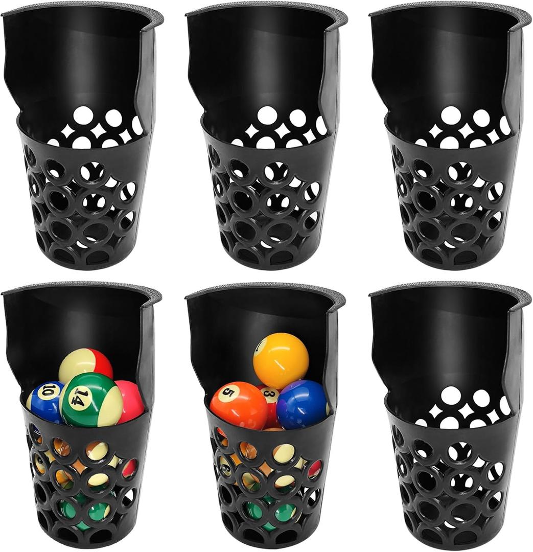 Pool Table Pockets Replacement Pockets for Billiard Table Set of 6 Large Capacity Plastic Web Pockets