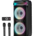 GKD60 Karaoke Machine with 2 Wireless Microphones for Adults, Portable Bluetooth Party Speaker, 500W Peak Power PA System with LED Disco Lights, 6.5'' Speaker Big Sound, 8000mAh Battery for Outdoor