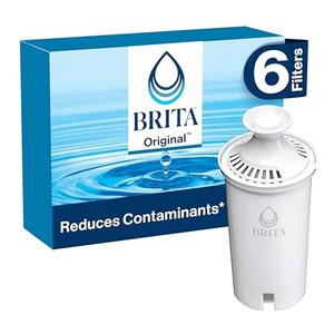 Brita Standard Water Filter for Pitchers and Dispensers, BPA-Free, Reduces Copper, Cadmium and Mercury Impurities, Lasts Two Months or 40 Gallons, Includes 4 Filters for Pitchers, 6 Count