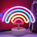 Neon Signs with Holder Base,Neon Light,LED Table Decoration,Bedroom Wall Decoration,Birthday Gift,Wedding Supplies Business Gift(Rainbow)