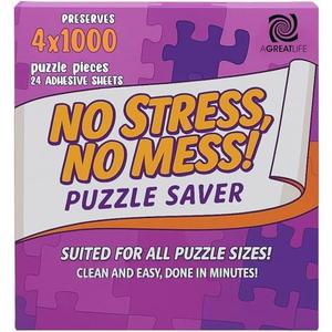 AGREATLIFE 24 Adhesive Puzzle Saver Sheets - Preserve 4 x 1000 Pieces Jigsaw Puzzles - No Stress No Mess - Puzzle Glue Sheets Peel and Stick (24 Sheets with 8 Adhesive Hangers)