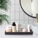 MAONAME Blue Bathroom Tray, Plastic Vanity Trays with Handles, Small Long Narrow Trays, Perfume Organizer Tray for Dresser, Bathroom Accessories, 13.8" x 6" x 1.58"
