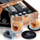 Whiskey Glasses Set of 2 | Whisky Glass Sets | Whiskey Stones | Bourbon Glass | Gifts for Men & Women | Gifts for Him, Dad, Boss Male, Uncle