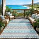 Outdoor Rug 6 x9 ft, Plastic Rug for Patio, Blue & Grey | Waterproof, Reversible, Large Outdoor Carpet for RV, Patio, Camping, Backyard, Deck, Picnic, Beach