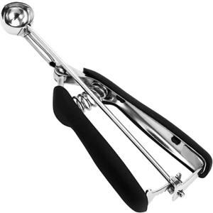 Stainless Steel Cookie Scoop - Mini 1Tsp/5ml/0.17oz Tbsp Dough Scooper with Trigger Release, Ideal for Baking and Melons (#110/ 1 Tsp, Black)